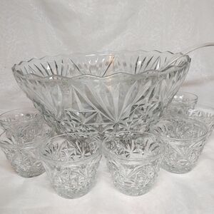 Anchor Hocking Clear Glass Punch Bowl Set